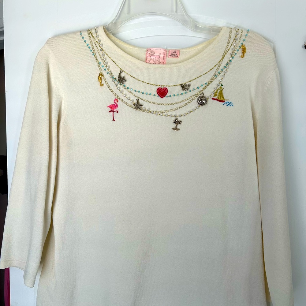 Pink Poodle summer knit top size medium